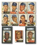 1953 TOPPS LOT OF (23) DIFFERENT INCL. #1 JACKIE ROBINSON AND #220 SATCHELL PAIGE (BOTH SGC GRADED)